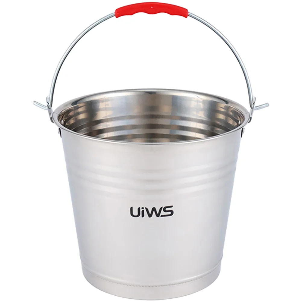 Stainless Steel Bucket Vase Multipurpose for Home Metal Ice Water Plastic Milk Container Farm Portable