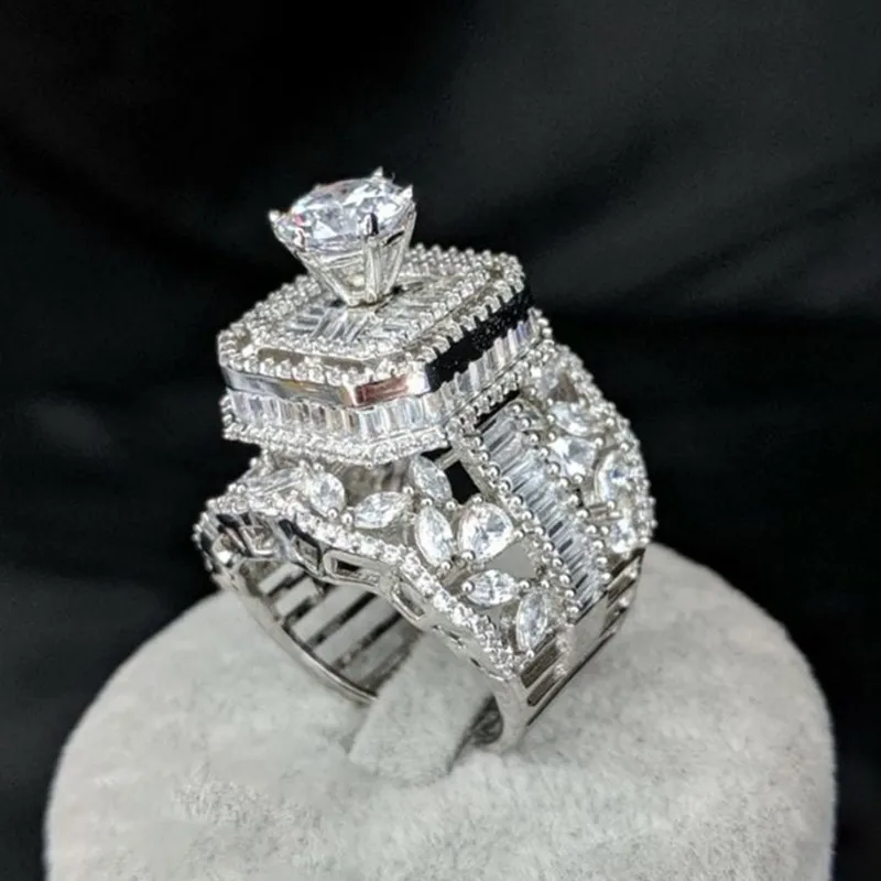 Huitan Wunderschöne, funkelnde Zirkonia-Ringe für Frauen, Hochzeit, Verlobung, Accessoires, brillante Damenringe, Modeschmuck