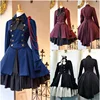2024 Vintage Gothic Lolita Dress OP Ruffle Bow tie Button Lace Up Knee Length Dress Long Sleeve Sweet Dress 1