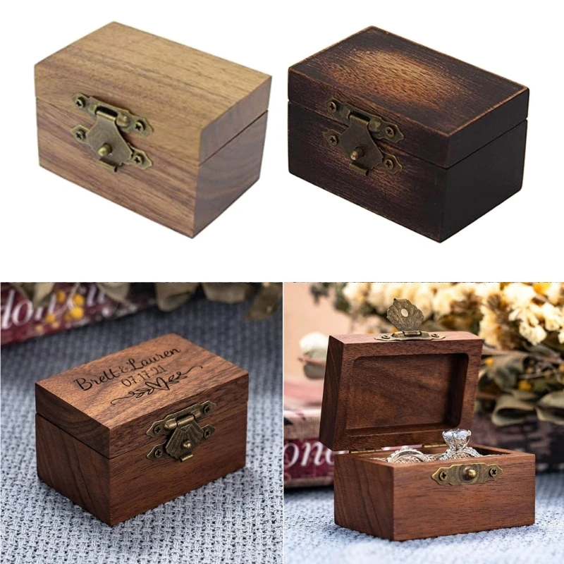 

Wood Rings Box Rustics Rings Bearer Box Anniversary Wood Rings Holder Wedding Ceremony Mini Engagement Rings Gift Box