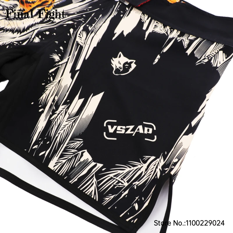 MMA Shorts Vszap Tiger Fight Shorts Men Women Muay Thai Boxing Pants Martial Arts Grappling Fighting Kickboxing Training Trunks