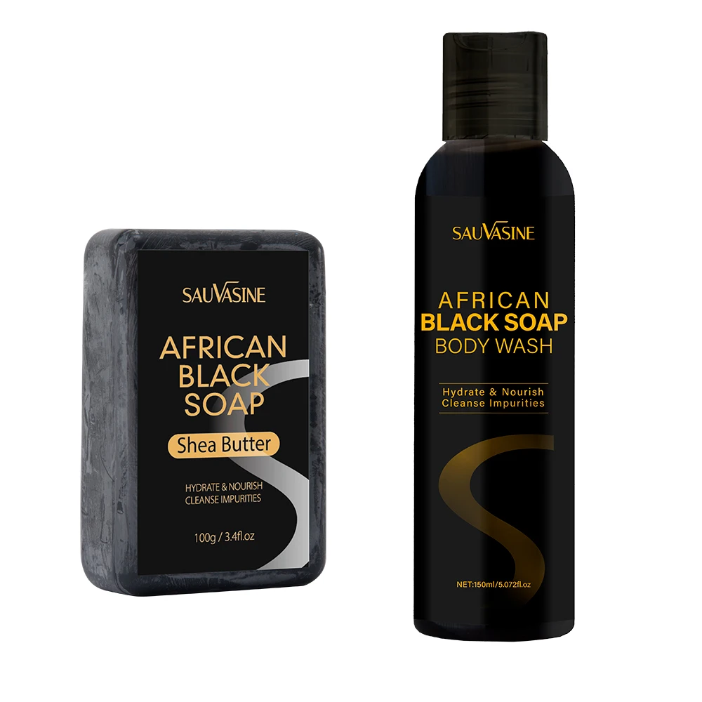 Shea Butter African Black Soap Soothing Body Wash for Acne Treatment African Black Soap Paraben Free Body Wash For Women Men