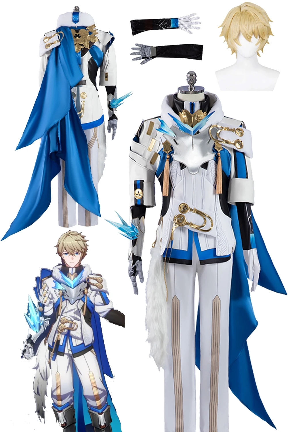 

Game Honkai Star Rail Gepard Landau Cosplay Men Costume Top Pants Cloak Outfit Boys Men Adult Halloween Party Disguise Suit
