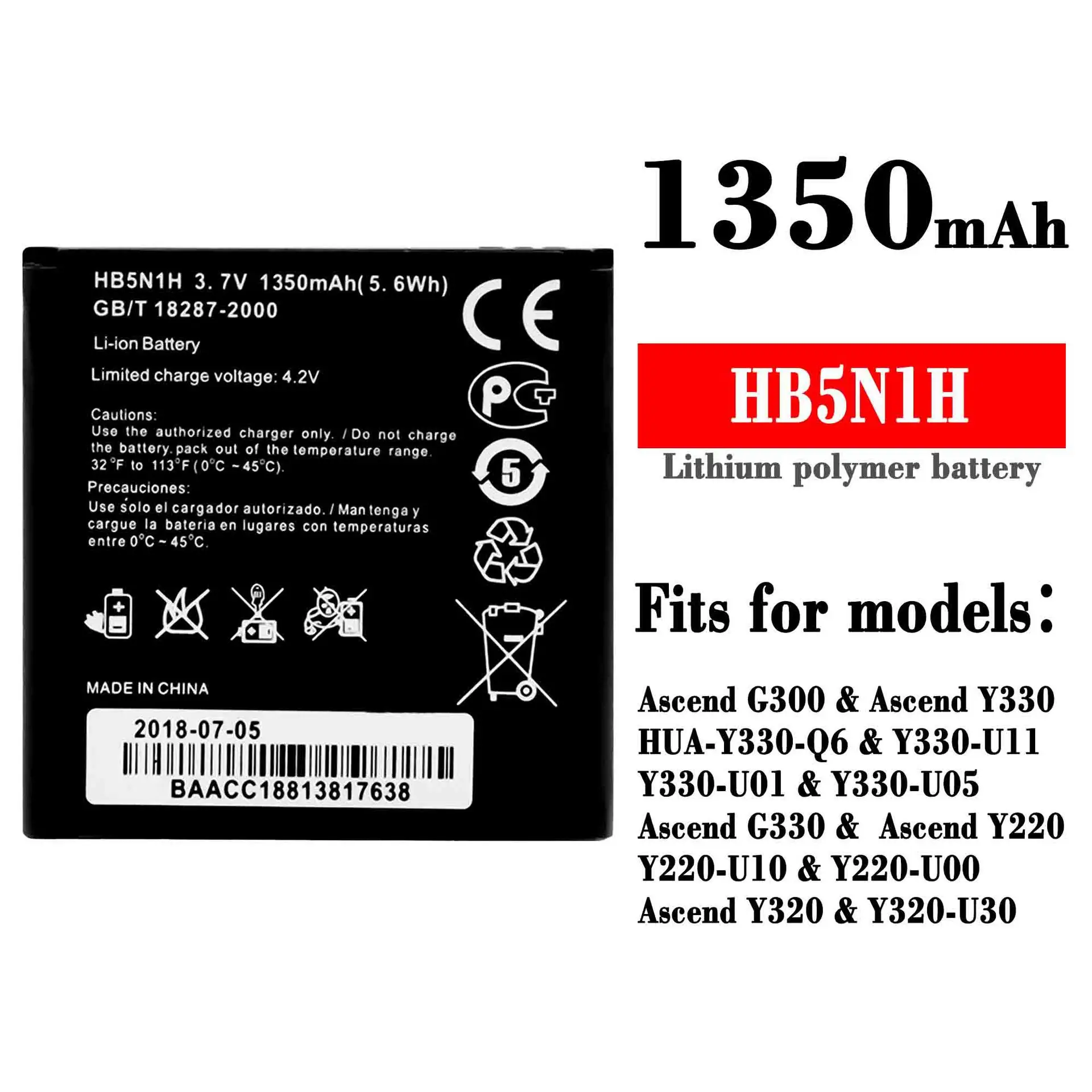 Nuova Batteria Di Ricambio Da 1350Mah Per Telefono Huawei Ascend G300 Y330 Y330 Q6 Y330 U11 Y330 U01 Batteria Esterna Hb5N1H