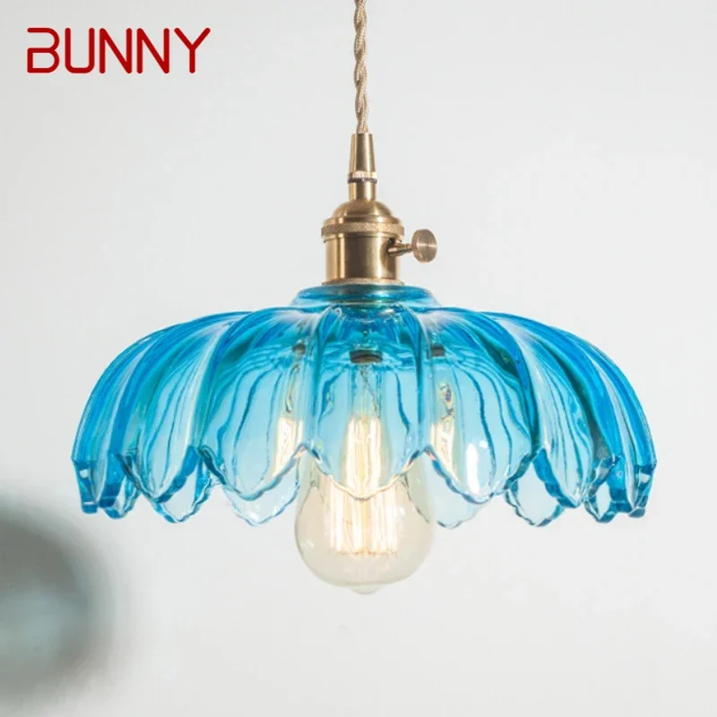 

BUNNY BUNNY Nordic Brass Pendent lamp Modern Bedroom Bedside lamp Color Glass LED Restaurant Bar Aisle Chandelier