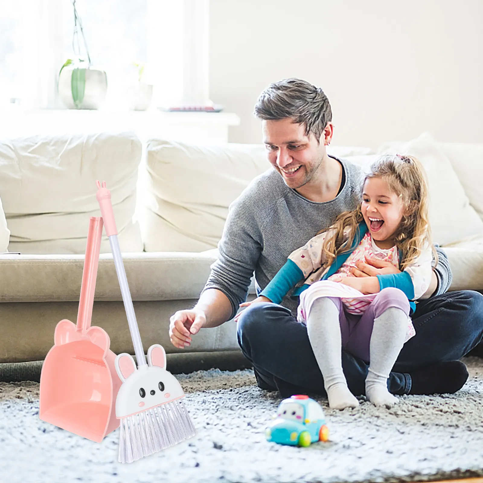 1세트 어린이용 빗자루와 쓰레받기 미니 청소 세트 유치원 부모-자녀 활동용 소형 경량 어린이 청소 도구