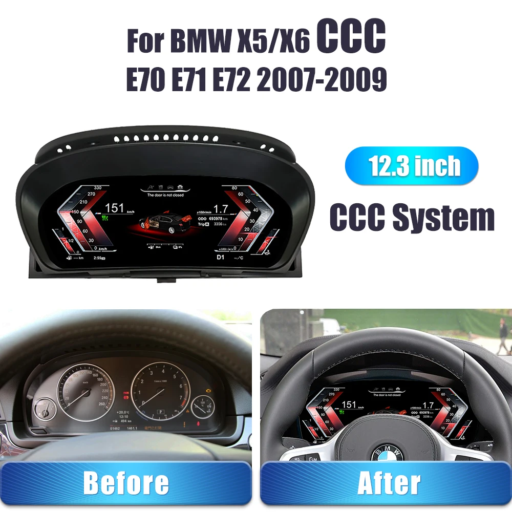 LCD Digital Dashboard Cluster Panel Cockpit Voor For BMW X5 6 (CCC CIC system) E70 E71 E72 2007-13 Car Radio Android 13.0 Player