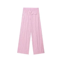 MUJER Striped Women's Pants Two Pieces Set Summer High Waist Pants Woman Outfit Pink Backless Top Women Bow Casual Women Pants - Image 4