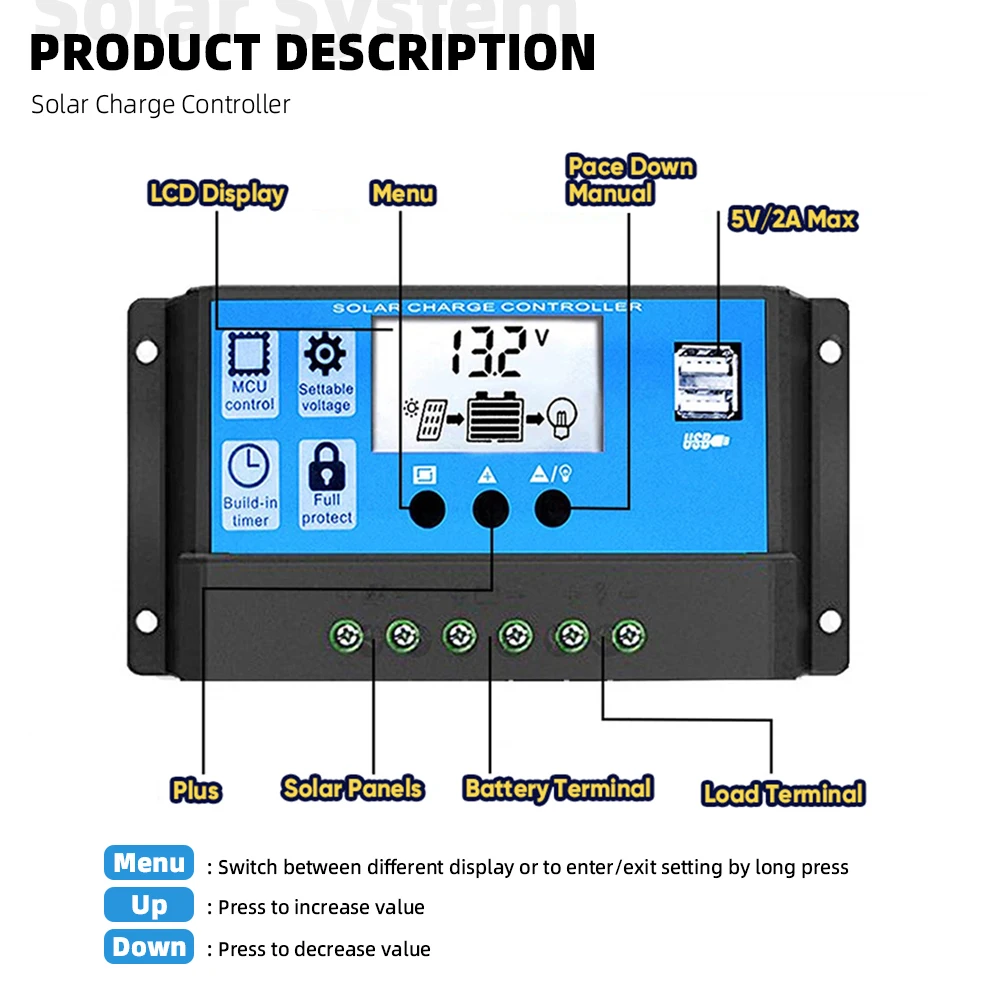 Description Picture 3 of item6000W Inverter 30A Controller 5V Solar Panel Smart Phone Car Charge Camping Home Solar Power System for Home Complete Kit RV
