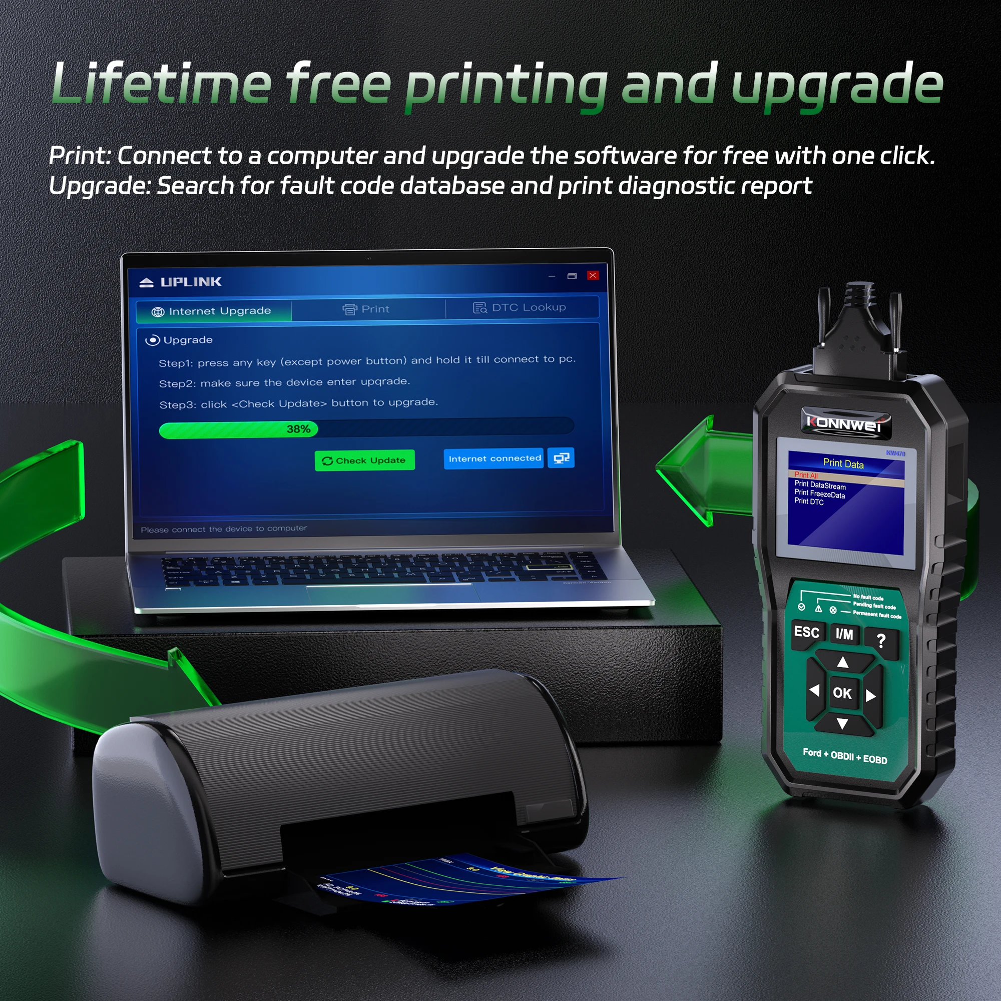 KONNWEI Car OBD2 Diagnostic Tool KW470, Ford Full System Scanner with ABS SRS TPMS Special Functions Oil SAS and BMS Reset 2026 - Image 6