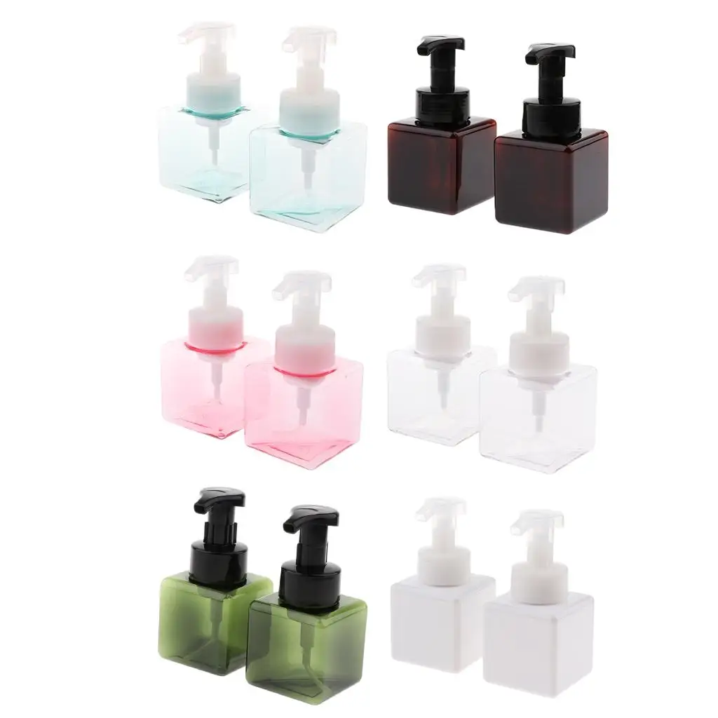 사각형 플라스틱 거품 비누 디스펜서, 거품 병, 펌프 포함, 250ml, 2 개