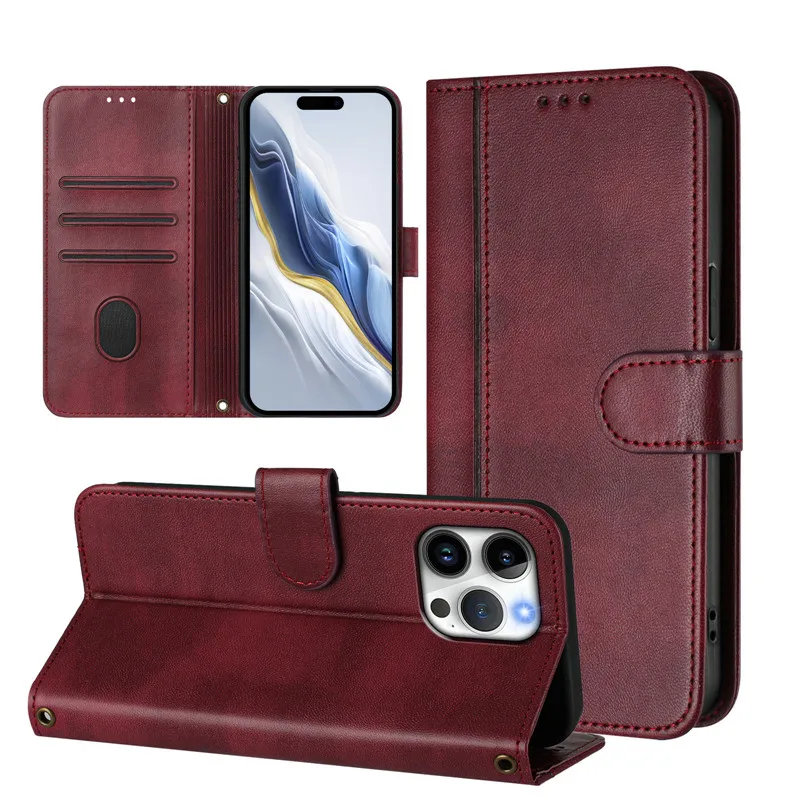 Magnetic Leather Wallet Flip Case with Card Holder - Premium Protective Phone Cover