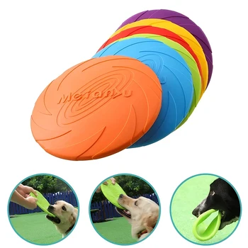 Dog Toys Silicone Flying Disc Fashion Multicolor Resistant Chew Toys Puppy Outdoor Game Trainning Interactive Supplies