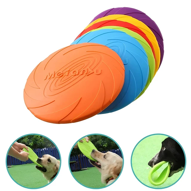 Jouets pour chiens, disque volant en Silicone, mode multicolore, jouets à mâcher résistants, jeu d'entraînement en plein air pour chiots, fournitures interactives