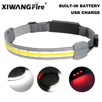 Cob 헤드램프 LED 대형 투광 조명, 야외 가정용 휴대용 LED 조명, 내장 1200mah 배터리, USB 충전식 헤드 램프