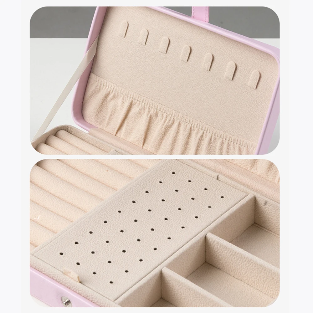 1Pcs PU Leather Double Layer Multifunctional Waterproof Jewelry Storage Box Travel Portable For Ring Earrings Necklace Bracelet