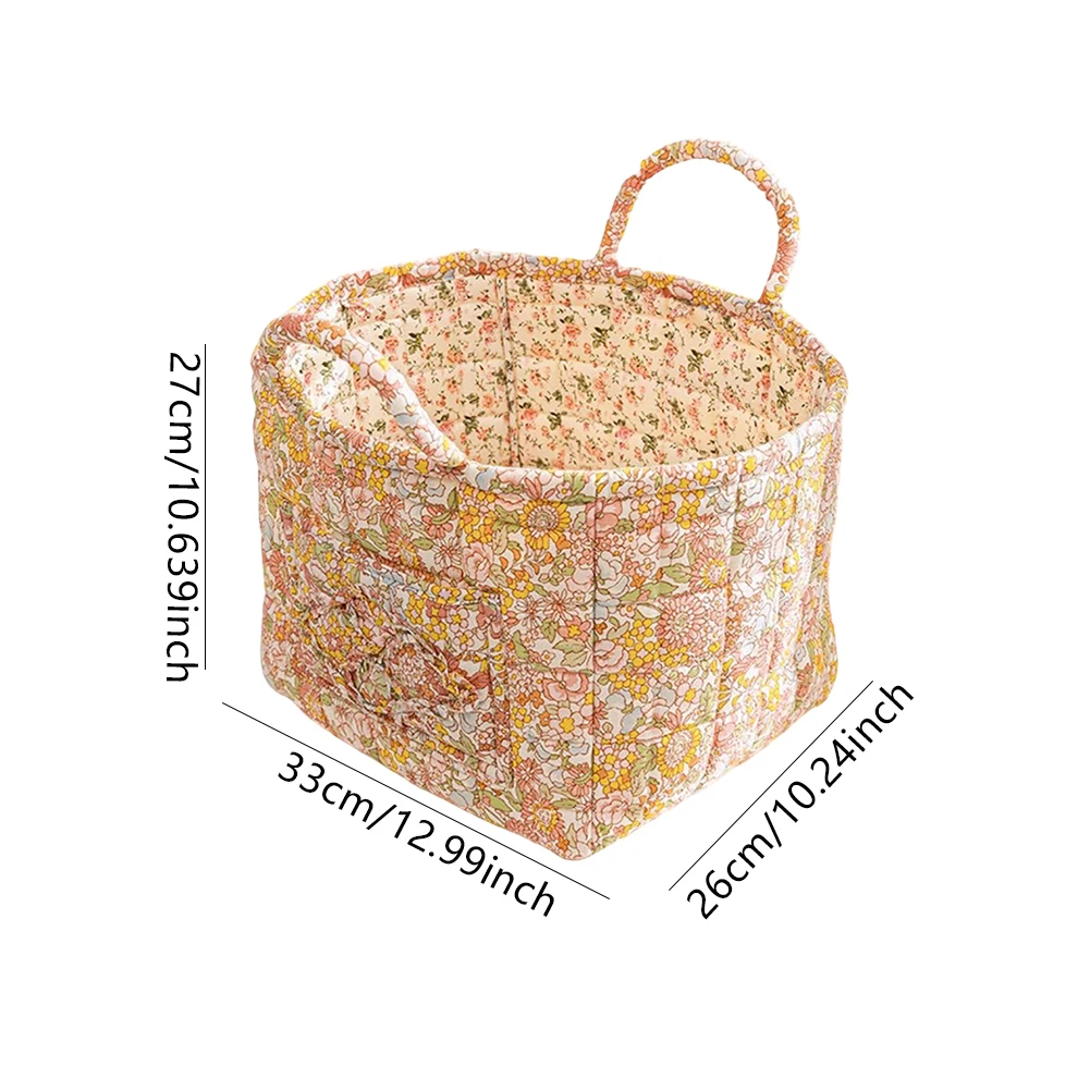 Pastoral Style Baskets with Handle Quilted Laundry Hampers Large Capacity Portable Underwear Sorting Basket for Home Kitchen