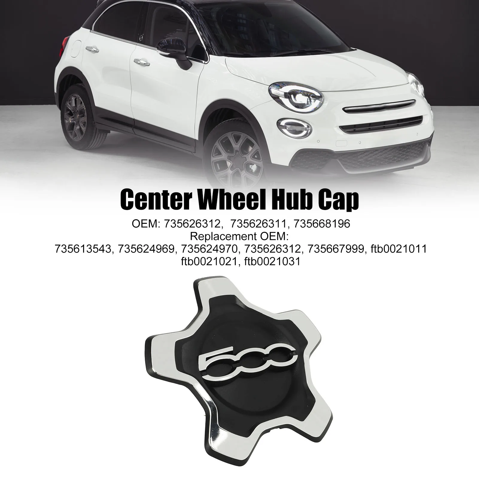 Wheel Hub Caps 735626312 Car Center Wheel Hub Cap Cover Plastic 735668196 Strong Sealing Rust Proof Replacement For 500X 334 2014 to