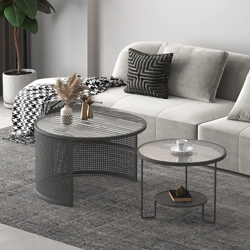 

Nordic Glass Coffee Table Modern Round Organiser Living Room Heat Insulation Coffee Table Tray Mesa Centro Salon Home Furniture