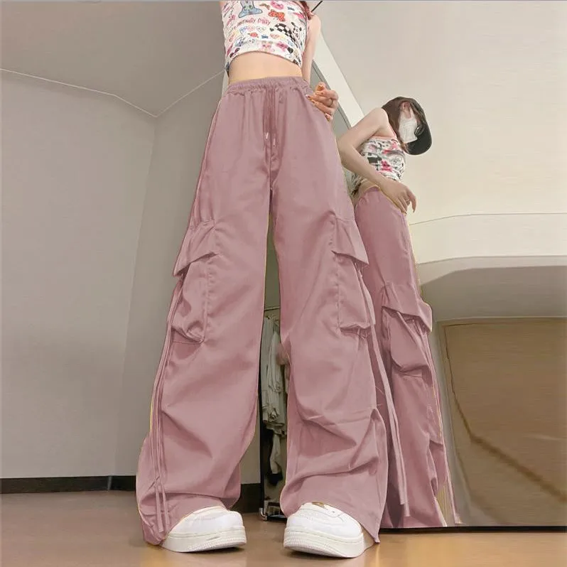 American ins street style overalls for hot girls American casual quick-drying paratrooper pants dancing hip-hop pants for women