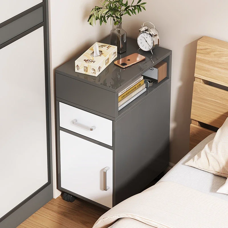 Bedside Table Small Simple Modern Bedside Small Cabinet Very Narrow Storage Cabinet Rack for Rental Room