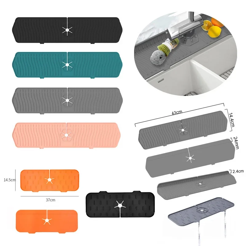 Faucet Mat Kitchen Faucet Splash Pad Large Silicone Faucet Mat For Kitchen Sink Splash Guard Bathroom Faucet Water Catcher Mat Sink Draining Pad Catcher Mats