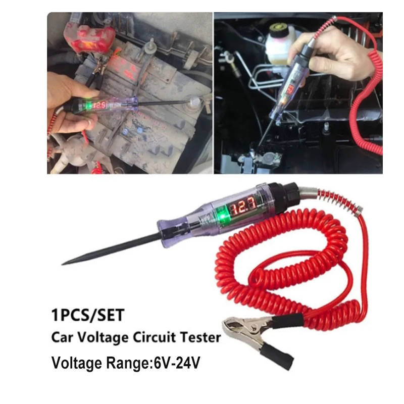 

1pc Тест автомобильных цепей Тест напряжения грузовика Схема DC 6V 12V 24V