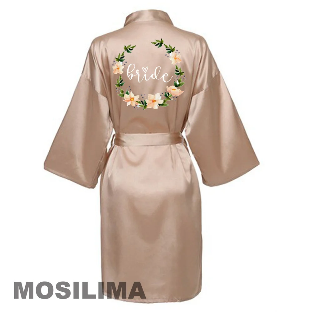 bride robes wedding party team bride robe kimono satin pajamas bridesmaid bathrobe