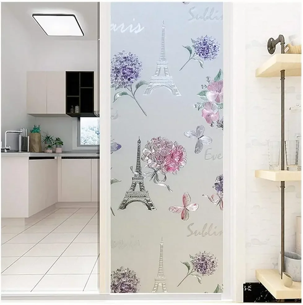 Pastoral American Window Film 3D Sunscreen Blackout Glass Stickers Balcony Bathroom Privacy Decorative Static Film