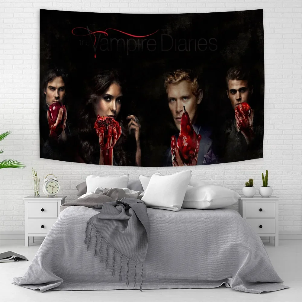 Ian Somerhalder American Flag Vampire Diaries Poster Damon Salvatorea Tapestrys Aesthetic Bedroom tapestry house decoration tapestry decorations