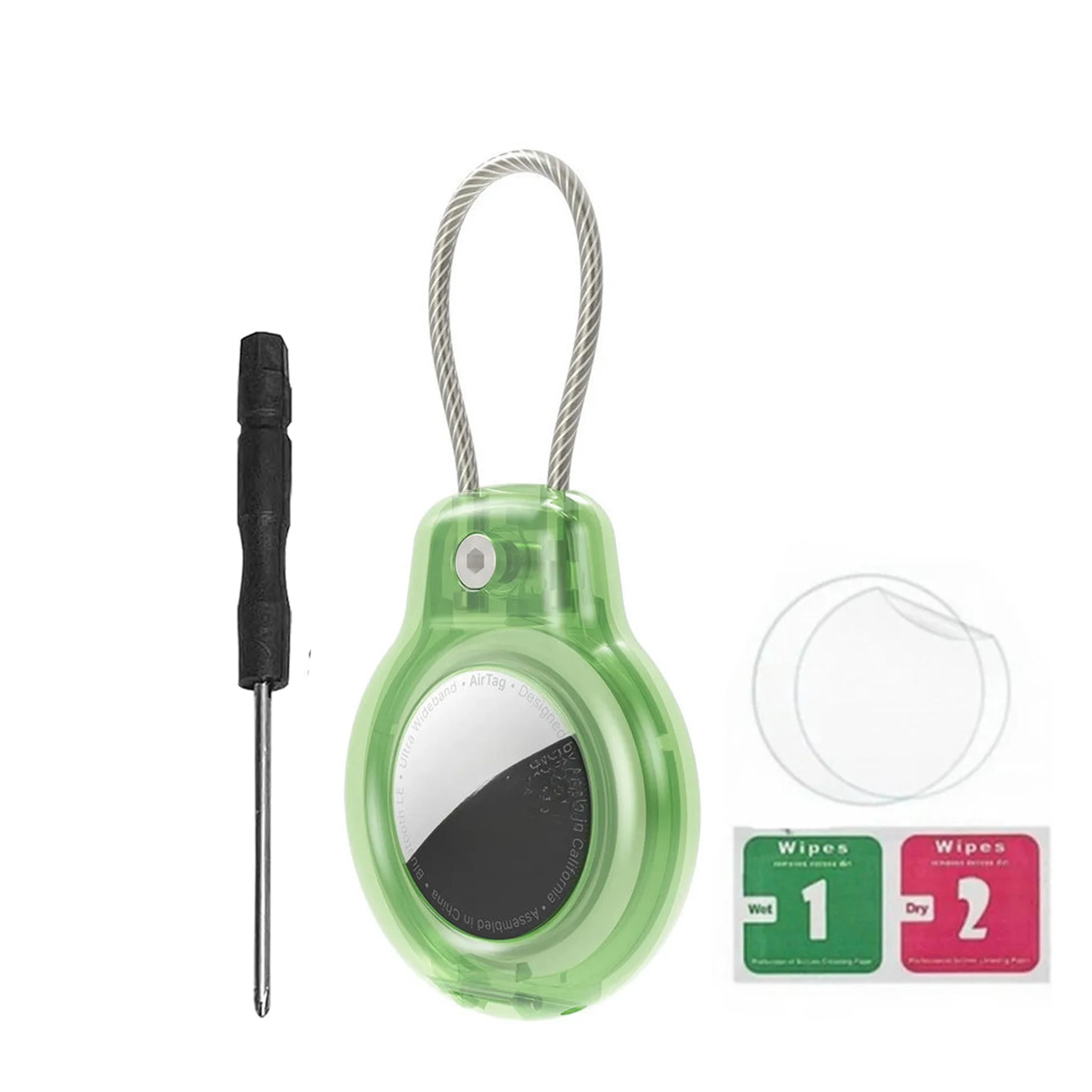 Enhanced AirTag Holder - Secure Wire Cable Keychain with Protective Case for Luggage, Keys, Backpacks, Pets