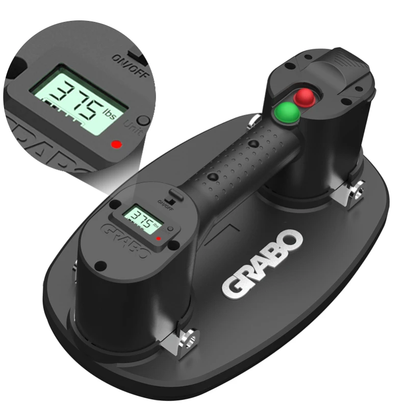 

Grabo Pro Electric Vacuum Suction Cup Lifter with Smart Digital Pressure Sensor Heavy Lifting Tool for Wood Marble Granite Glass