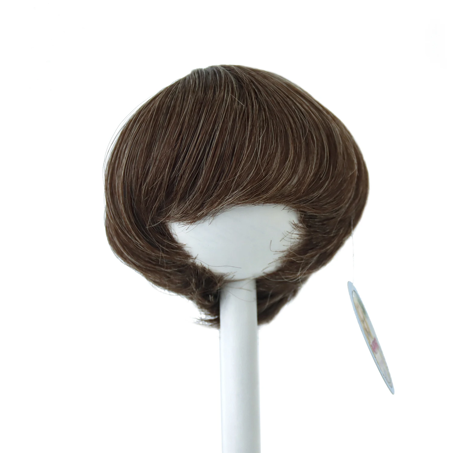 MUZIWIG 18 inch American Dolls Hair Wig Gradient Brown Gray Short Bangs Curly Hair DIY Doll Accessories Wavy Wig For Doll