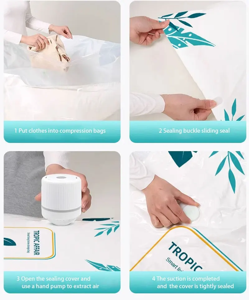 Vakuum-Kompressionsbeutel mit großem Fassungsvermögen für Bettwäsche, Kleidung, Gepäck, Haushalt und Reiseaufbewahrung – staubdichter Beutel – Detail 11