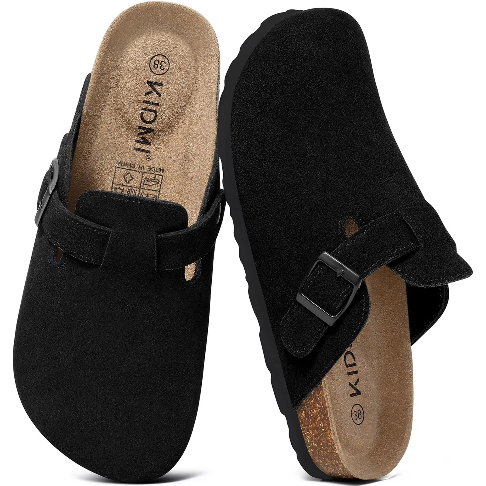 Unisex Fashion Cork Suede Clogs with Adjustable Buckle