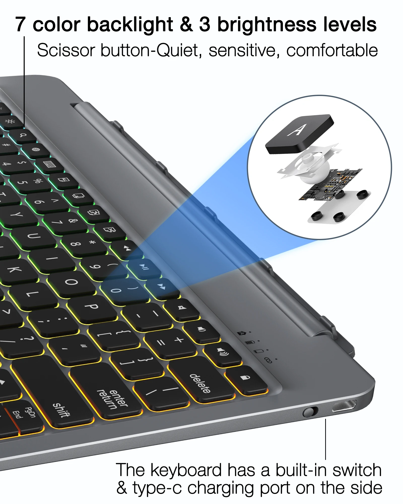 Detachable iPad Keyboard Case with Trackpad for iPadProAIR 11 & 12.9inch With multi angle adjustable foldable protection case