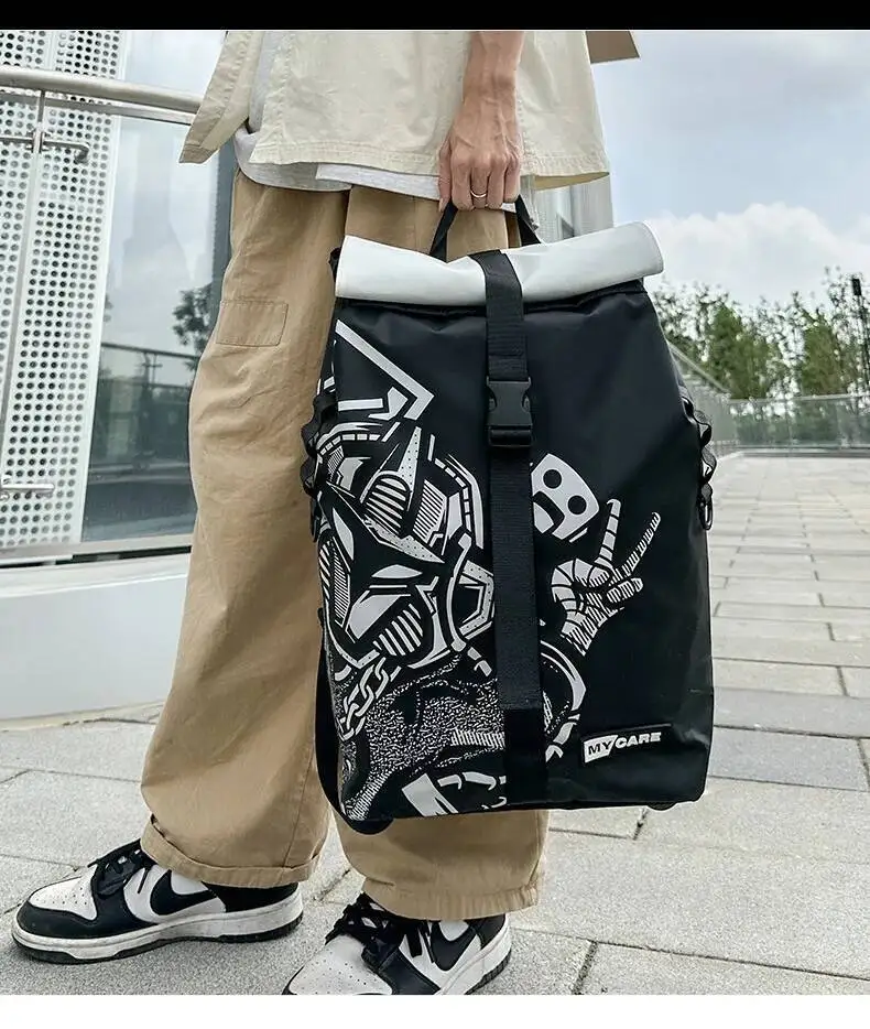 Koreanischer Stil, trendiger Outdoor-Reise-Casual-Sport-Doppelrucksack für Männer mit High-End-Gefühl – Detail 14