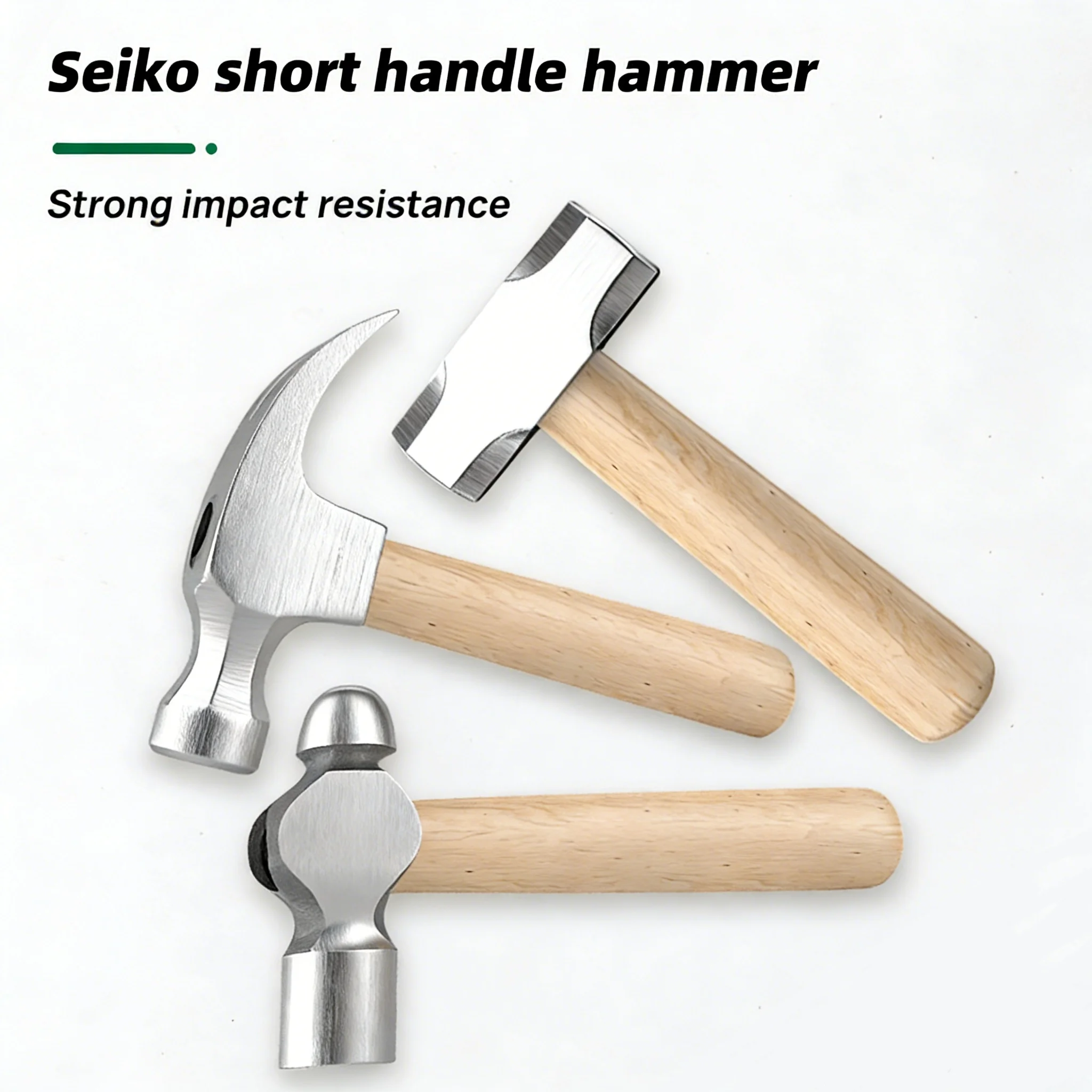Compact Wood Handled Claw Hammer with High-Carbon Steel Head - 8 OZ