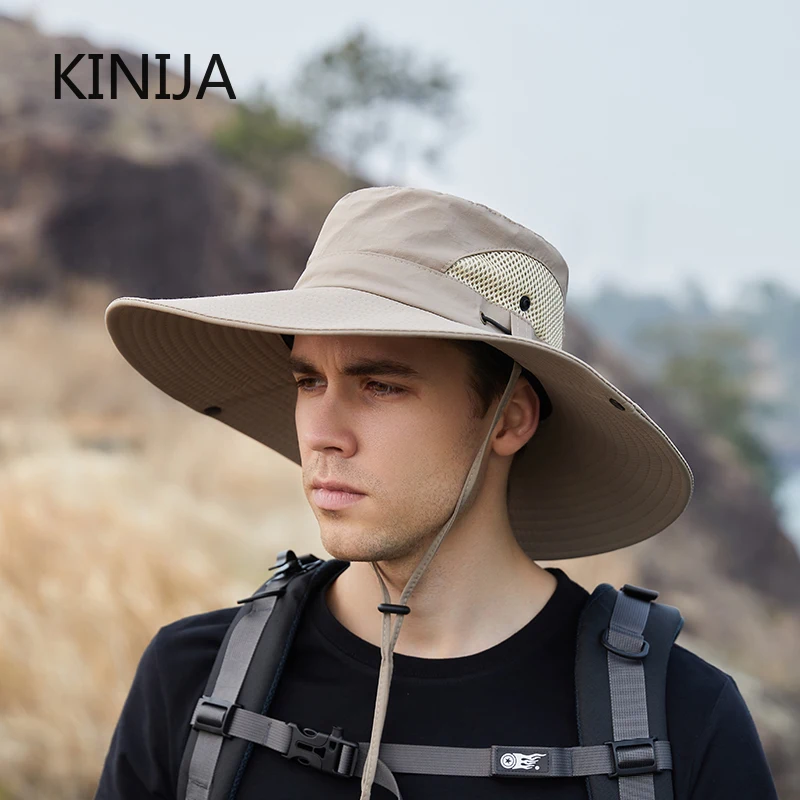 Bucket Hat Men Outdoor Fishing Hiking Climb Wide Brim Visor Dual
