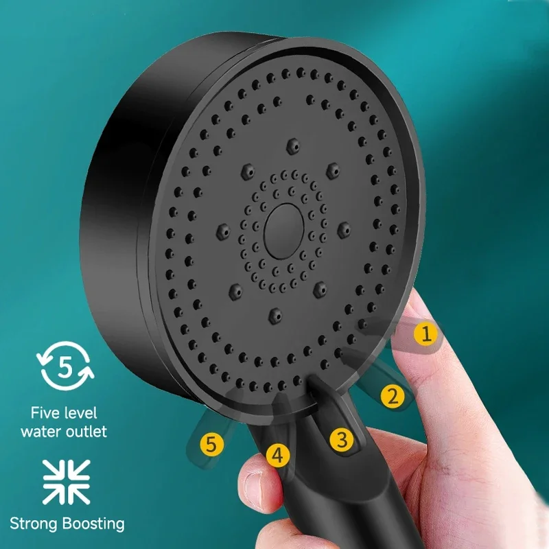 5 Modes Pressure Boost Shower Head Multifunction Adjustable Large Water Nozzle Massage Bathroom Accessory