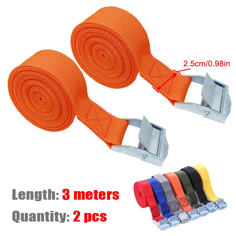 Cargo straps luggage strap cargo tie down strap tie down straps lashing strap 2PCS 3M Cargo Straps with Fastening Buckle Car Roof Rack Motorcycle Bike Luggage Kayak Cargo Tie Down Strong Ratchet Belts