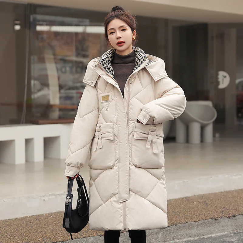 Winter Hooded Long Parka Thick Warm Korean Puffer Jacket Women Down Cotton Coat  Long Sleeve Free Shipping Outerwear Black Yellow - AliExpress