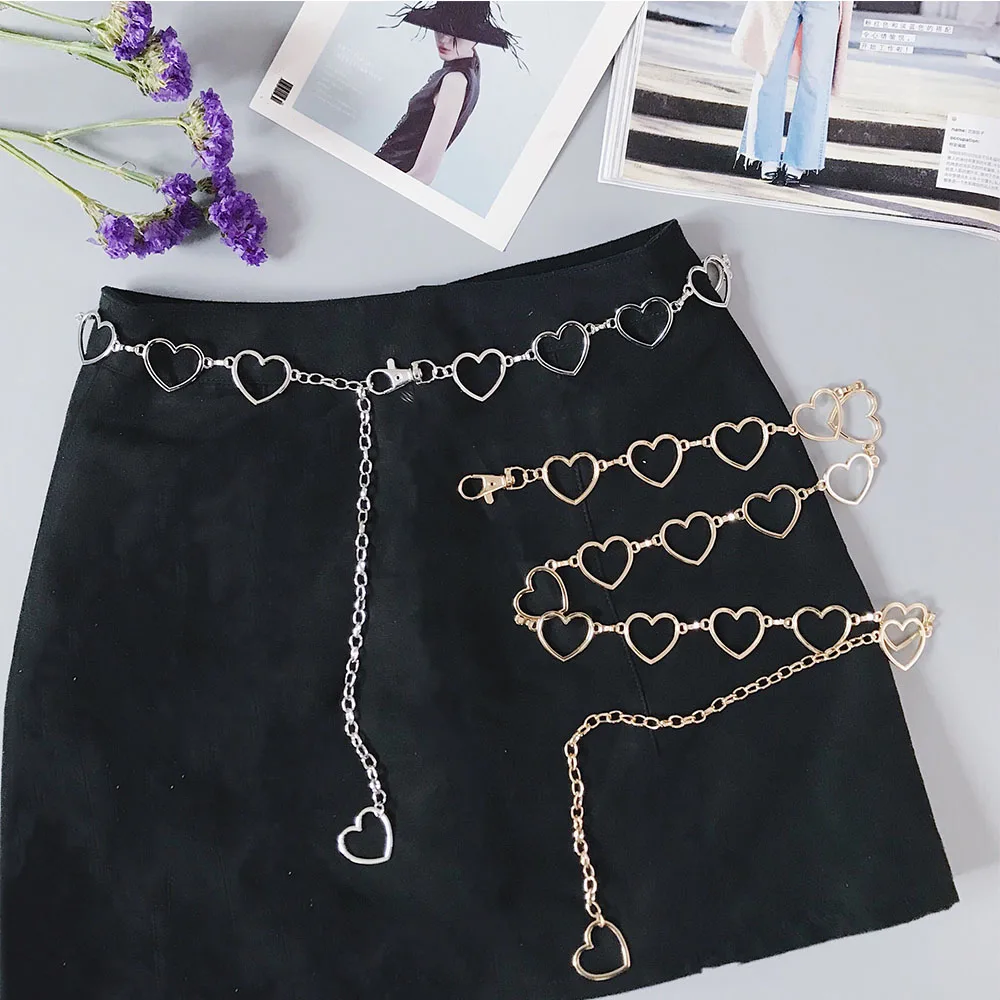

Belt Fashion Metal Love Heart Hollow Ladies Waistband Pants Chain Waist Chain Heart Belts