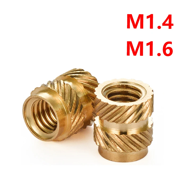 

M1.4 M1.6 Brass Embedded Thread Nut Knurled Brass Threaded Heat Set Heat Resistant Insert Embedment Nut For Phone 100pcs
