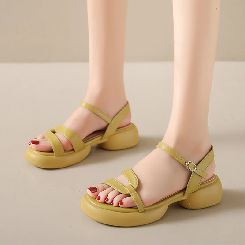 Piattaforma Donna Sandali Scarpe Open Toe Estate Casual 2024 Moda Accogliente Tacchi Bassi Chunky Slingback Infradito Zapatos Mujer Slides