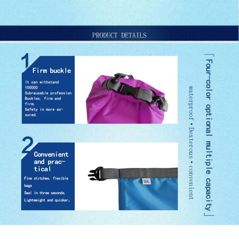 5L10L20L40L70L Waterproof Dry Bag Sack for Camping Drift Trekking Swimming Rafting Kayak River Trekking Fishing Outdoor Waterbag 3