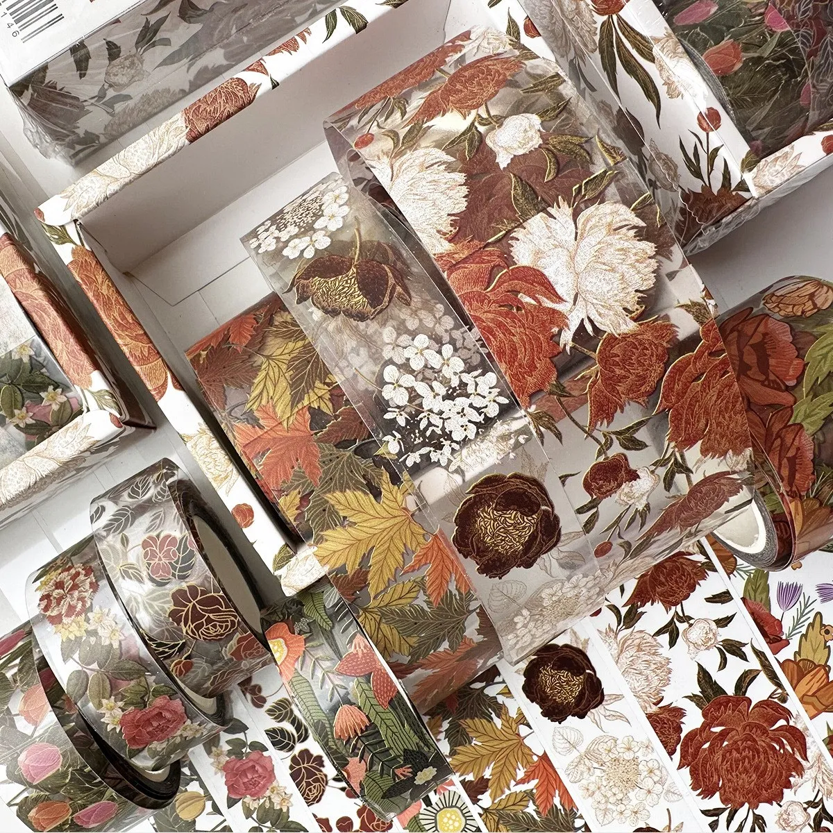 빈티지 미학 와시 테이프 세트, PET 와시 테이프, 일기장 스크랩북 용품, 저널 플래너, 예술 공예, 8 롤/세트