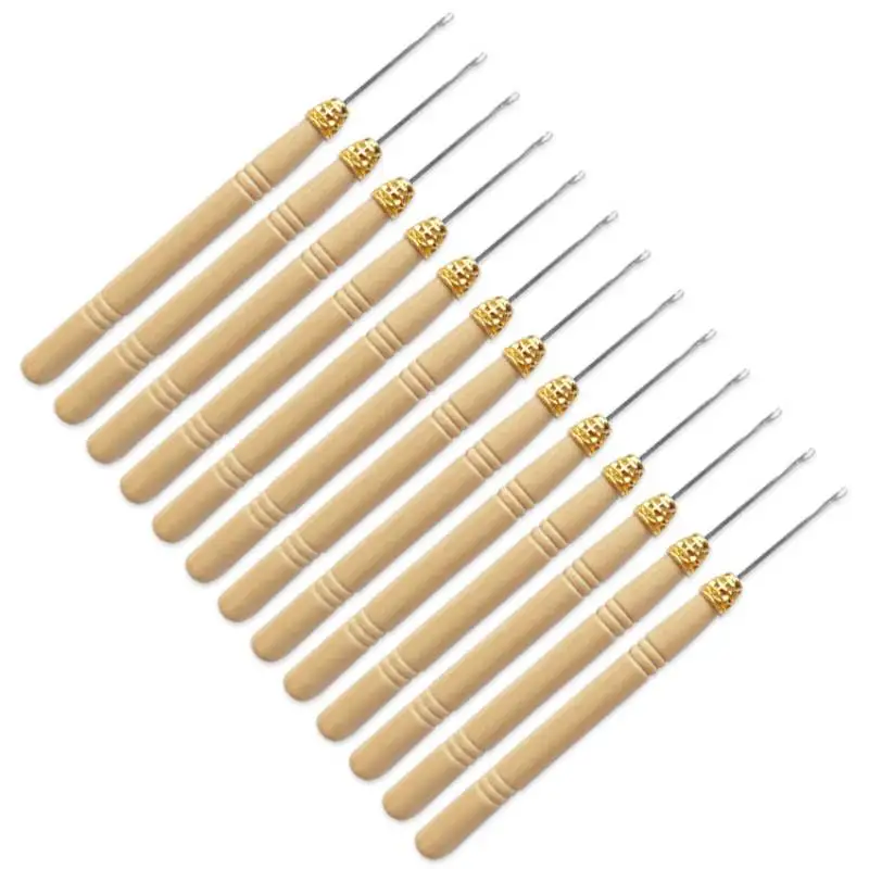 5pcs Micro Pulling Needles Crochet Hooks for Micro Ring Link Hair Extensions and Feather Hair Extensions Hair Hooks Loop Needle