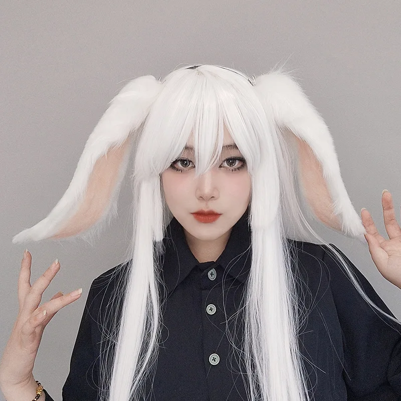 

New Attractive Cosplay Furry Animal Dog Ears Headband Dress Up Lolita Decor Long Bunny Headpiece for Halloween Party Decor Props