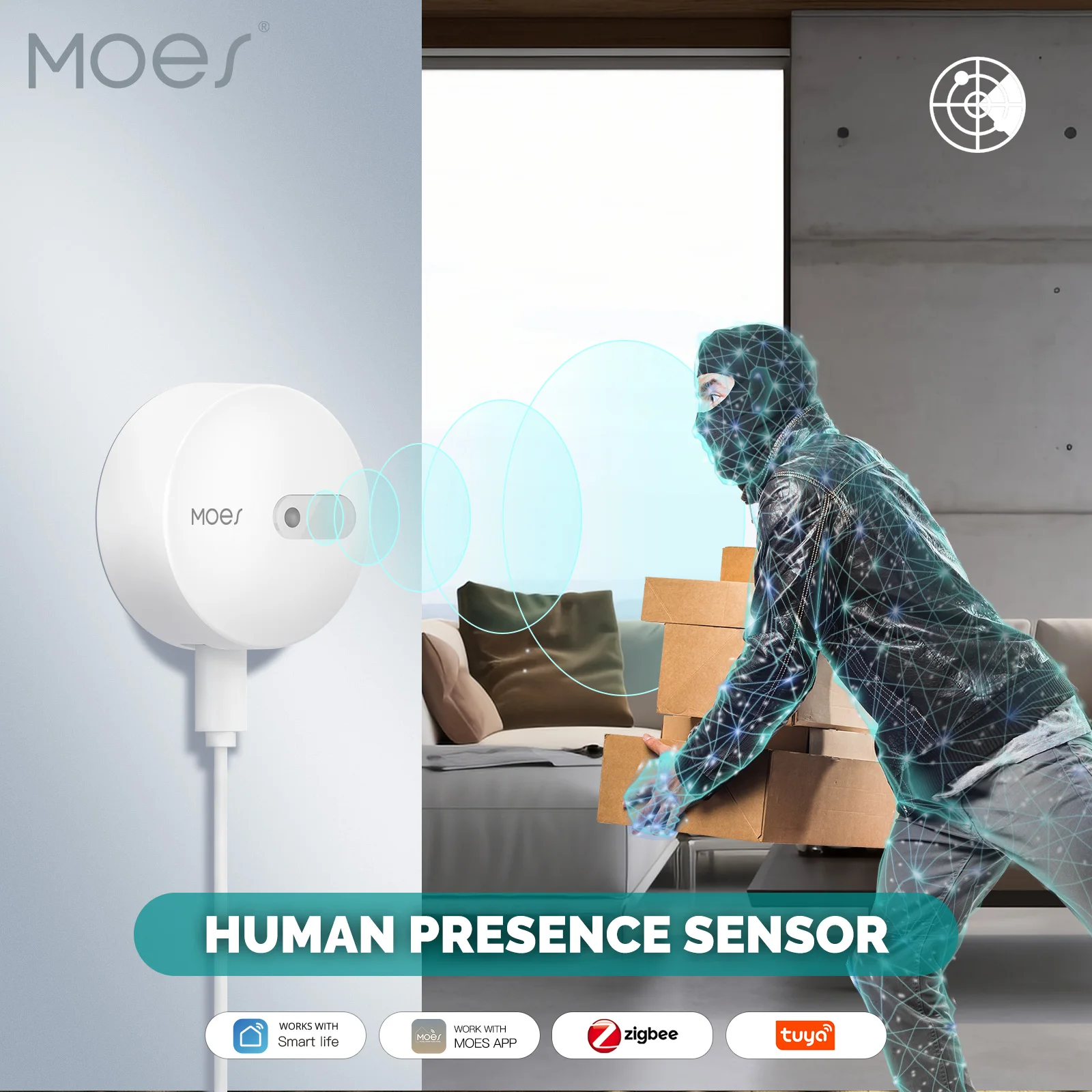 Human Presence Sensor ZigBee Human Presence Sensor Detector Radar Wave Detection Sensor Home Security Tuya Smart Human body Exists